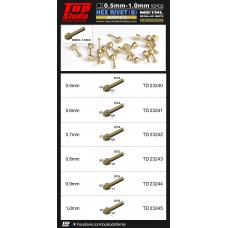 0.5mm - 1.0mm Hex Rivets (B) Brass